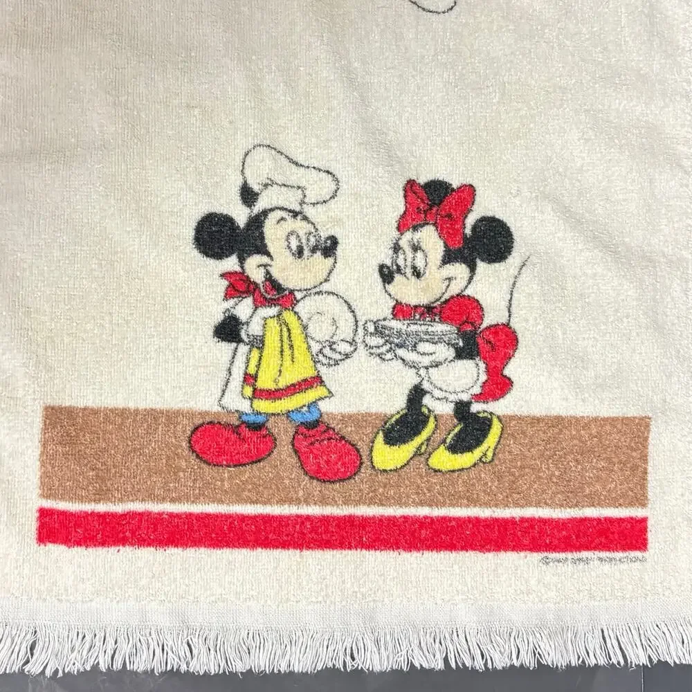Vintage Cannon Mickey Minnie Mouse Hand Towel Walt Disney Productions USA Made